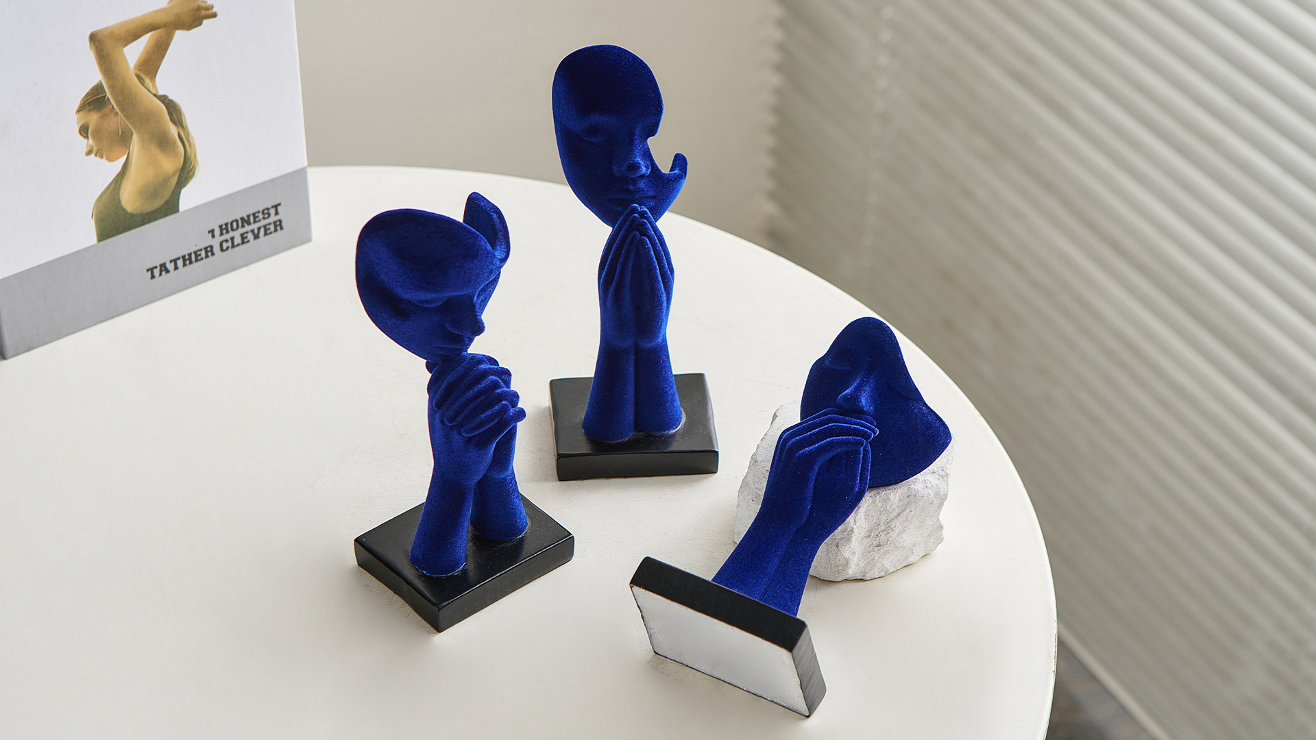 Amazon.com: 3 Pcs Navy Blue Decor Prayer Statues for Living Room