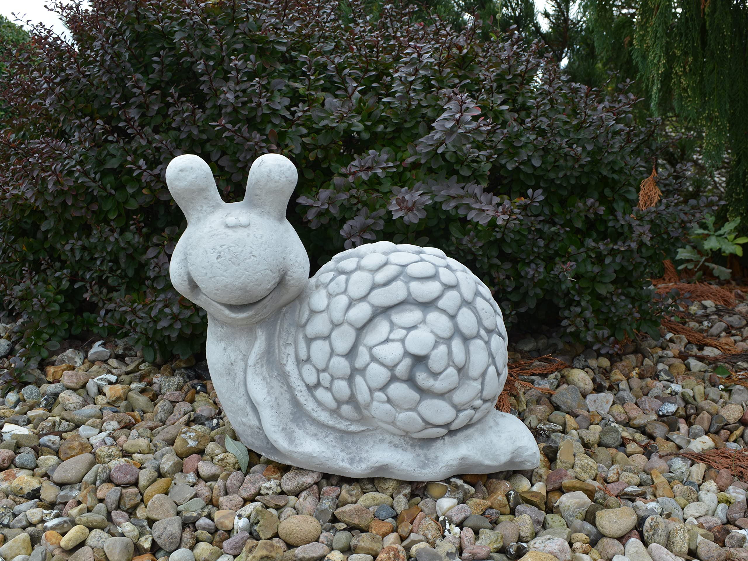 gartendekoparadies.de Lustige Schnecke Steinfigur aus Steinguss, Grau, Frostsicher für Außenbereich, H. 32 cm, 22 kg