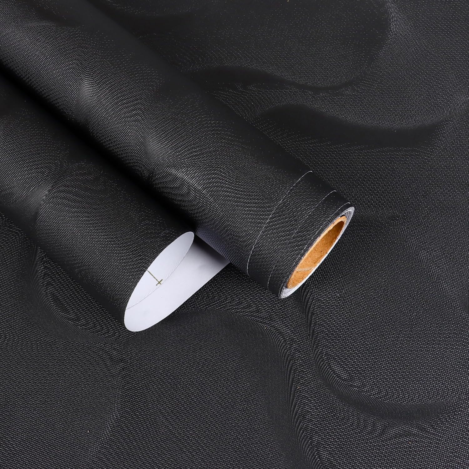 Geometric Peel and Stick Wallpaper Black Patterned Contact Paper 15.7"x472" Removable Matte Black 3D Wallpaper Textured Waterproof Dark Wall Paper Modern Kitchen Vinyl Wrap for Bedroom Wall