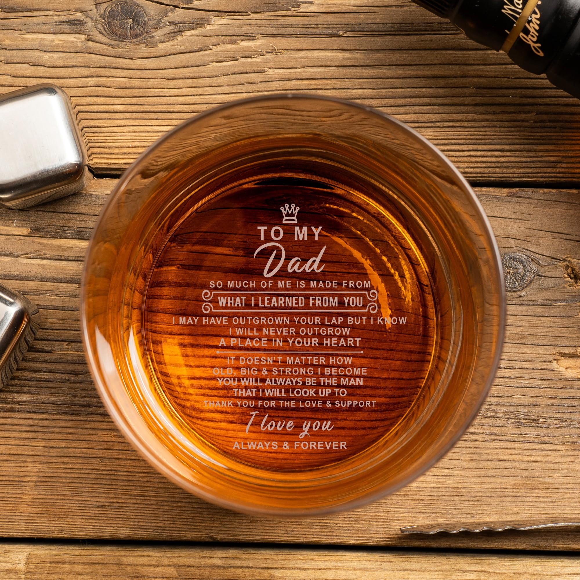 KEMEILA Gifts for Dad Men Father Day, to Dad - Whiskey Glass, Funny Birthday Gag Dad Husband Gifts Ideas from Daughter Son Kids, Bourbon Scotch Gifts for Expecting Father