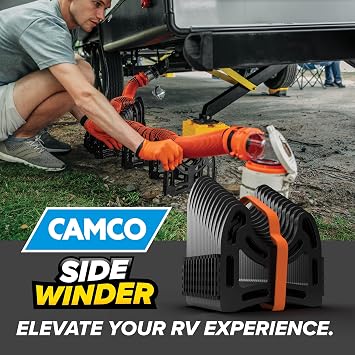Camco Sidewinder 10-Ft RV Sewer Hose Support - Features Flexible Telescoping Design for Avoiding Obstacles & Deep Cradles Secure RV Sewer Hose - Out-of-the-Box Ready & Folds for RV Storage (43031)