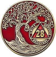 Vista 69 de Medallón AA de 5 años – Árbol de la Vida trenzado chapado en oro AA Chip de recuperación – morado