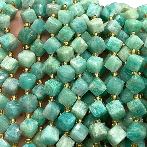 Miniatura 4 de ABCGEMS - Cuentas de amazonita brasileña azul aguamarina (una técnica de corte revolucionaria aporta un aspecto más dinámico a un cubo tradicional)