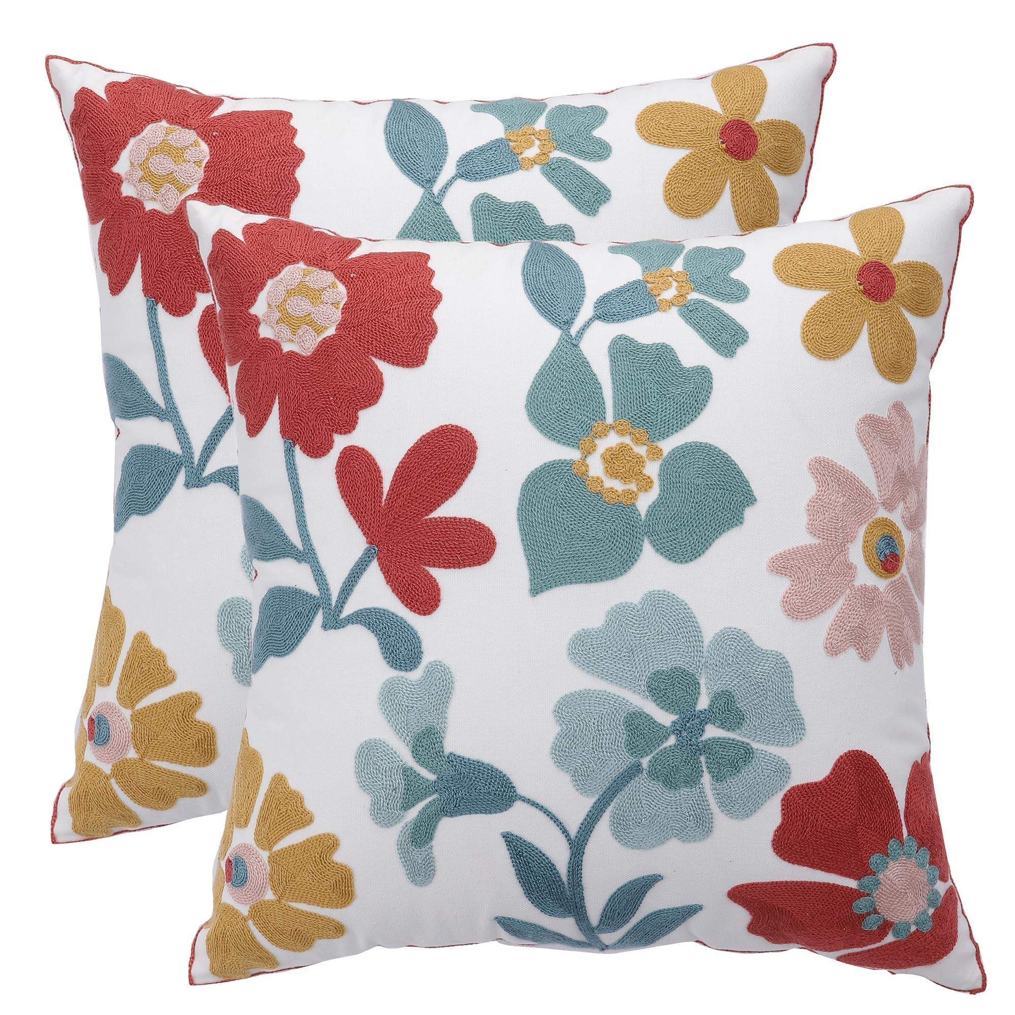 Tosleo 2er Set Sommer Kissenbezug 45x45 Cm | Grüne Palme Stickerei, Baumwolle-Polyester | Für Sofa, Wohnzimmer, Schlafzimmer