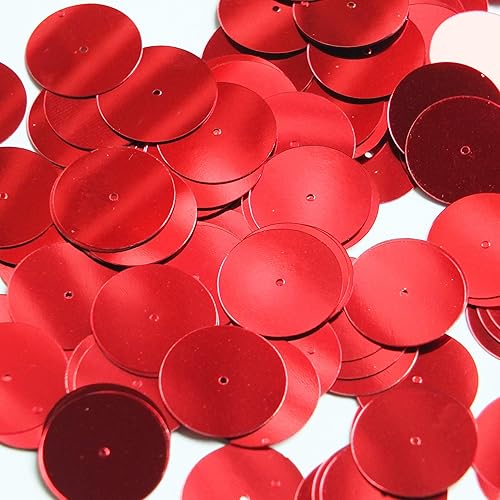 Lentejuelas planas redondas de 0.787 in, agujero central, rojo cereza, rosa metálico. Paillettes de costura. Fabricado en Estados Unidos