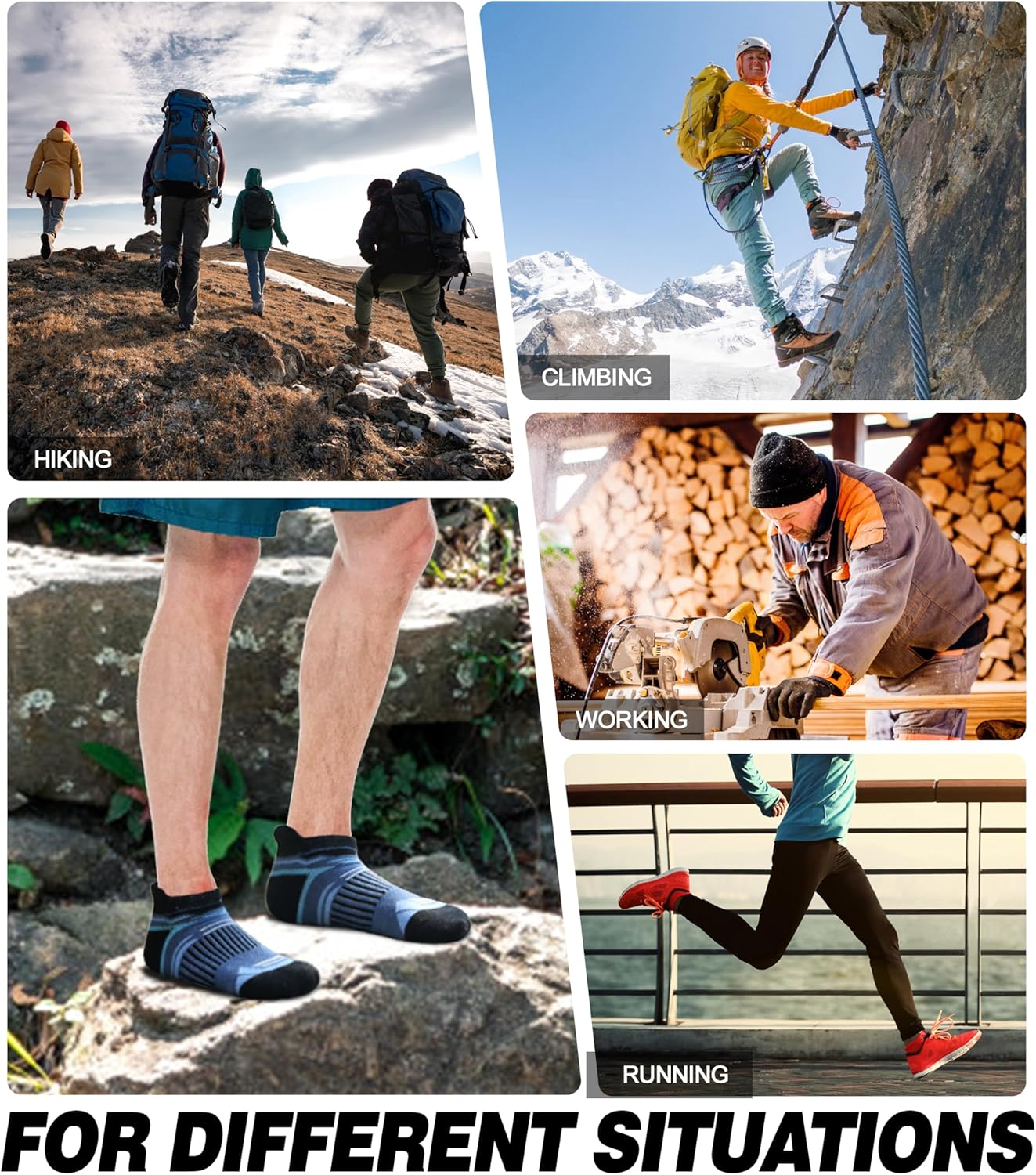 LANLEO Merino Wool Ankle Running Hiking Socks for Women Men Compression Support Thick Cushion No Show Socks 6 Pairs - Image 6