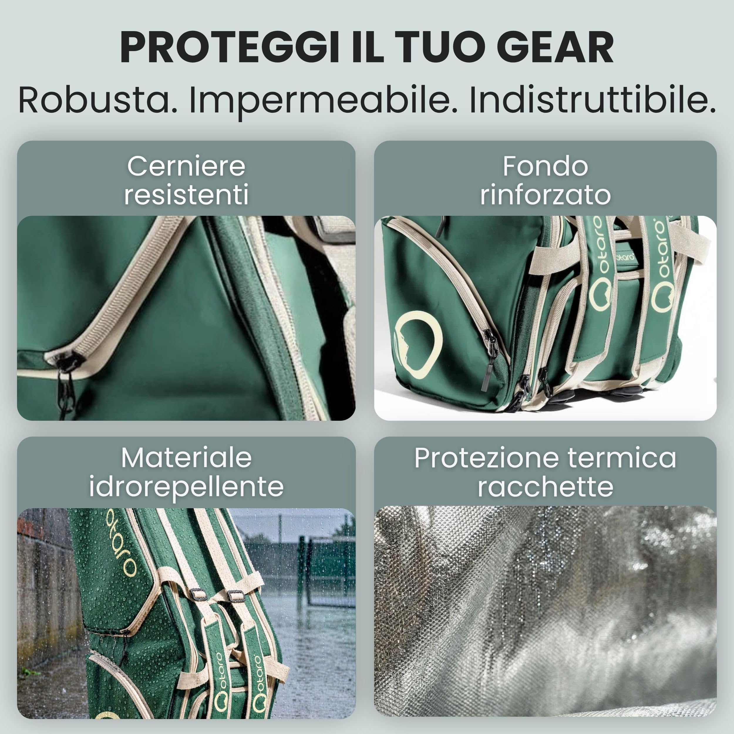 Otaro Borsa tennis 82L | Borsone tennis per 4 racchette | Con scomparto isolato, scomparto per scarpe, scomparto termico e scomparto per laptop | Sistema trasporto 3 in 1 | Zaino tennis idrorepellente