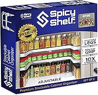 Spicy Shelf 3.0 Premium Expandable 2-Tier Spice Rack Organizer for Cabinet Pantry - Holds 64 Spices Non-Slip 35lb Capacity