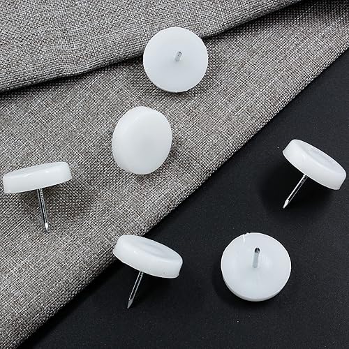 Miniatura 6 de Suiwotin 100 deslizadores de uñas de 1 pulgada (0.984 in), redondos de nailon para patas de silla, deslizadores de muebles fáciles de mover,