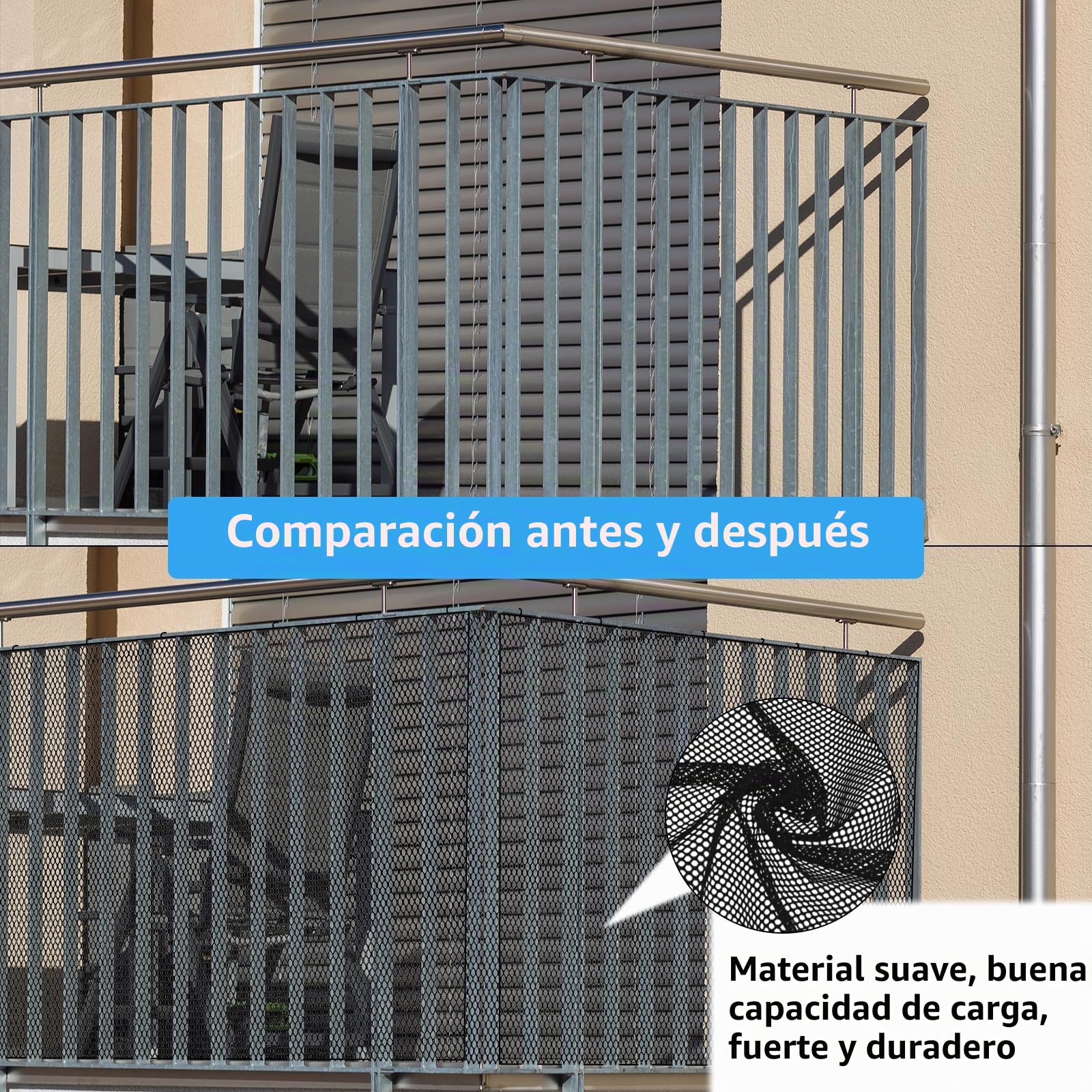 Raxfekro red seguridad para escaleras y balcón, red de protección con cordón de nailon y hebilla, 300 x 90 cm