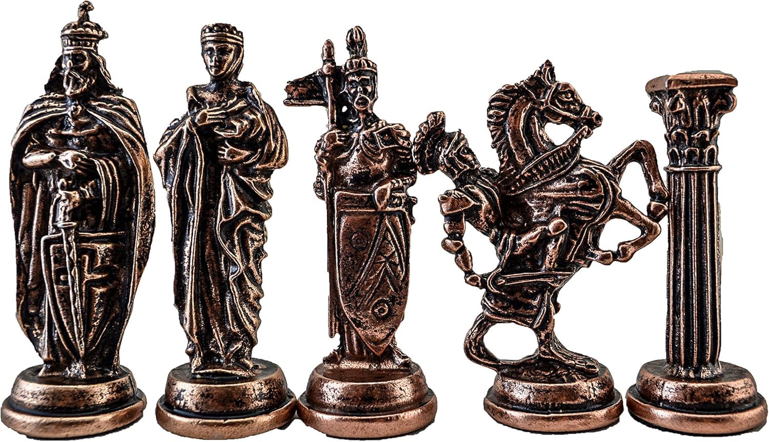 (Only 32 Pieces) Medieval British Army Antique Copper Metal Handmade Chess Pieces (Without Board)