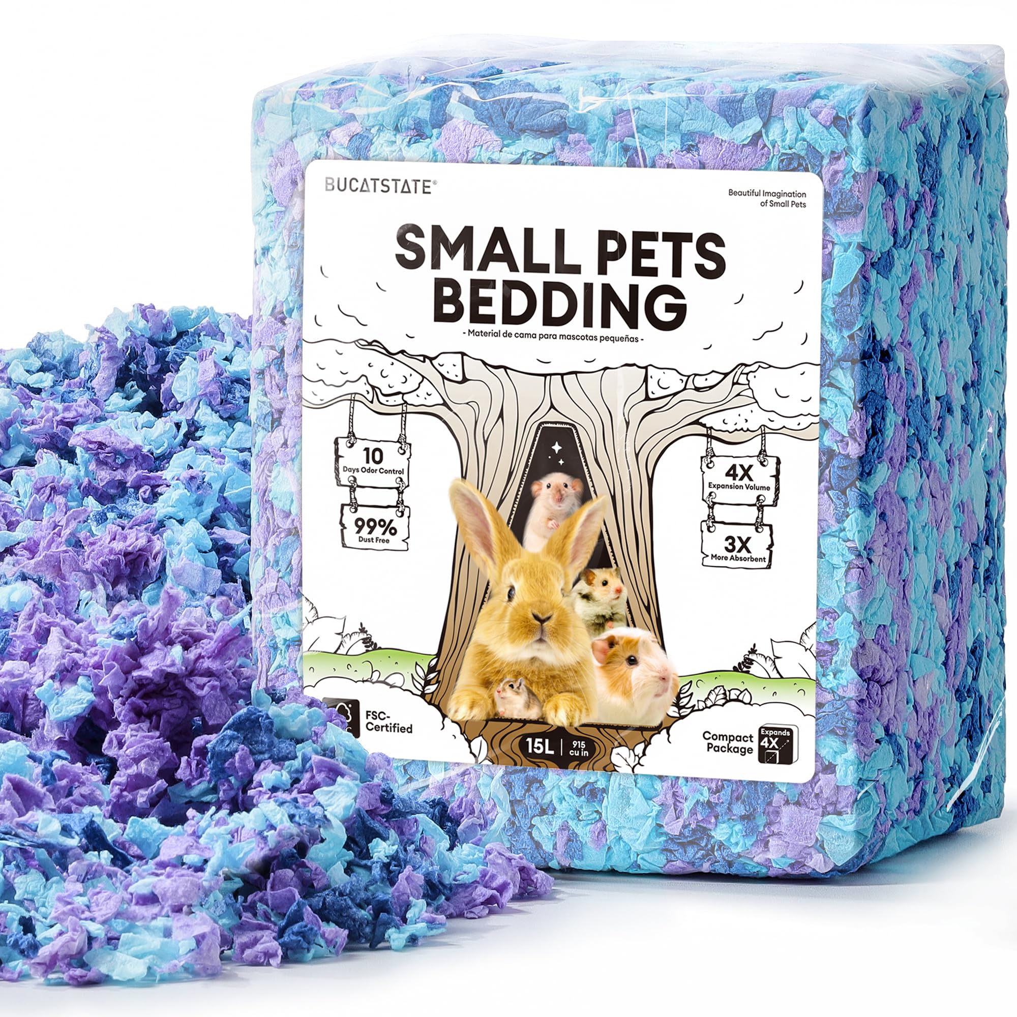 BUCATSTATE Hamster Paper Bedding 15L, Truly 99% Dust-Free (Twilight Blue)