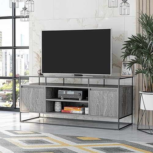 Miniatura 3 de Ameriwood Home Camley - Mueble moderno para TV de hasta 54 pulgadas, color roble gris Roble gris,Yeso