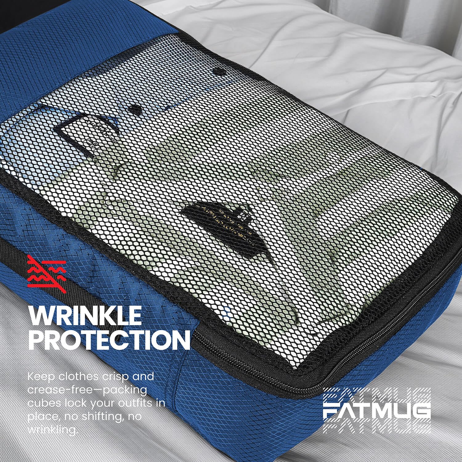 FATMUG Bolsas de viaje organizadoras – Juego de 4 (grande, mediano, pequeño y delgado), Azul Marino, Large-Medium-Small-Slim, Accesorios de viaje