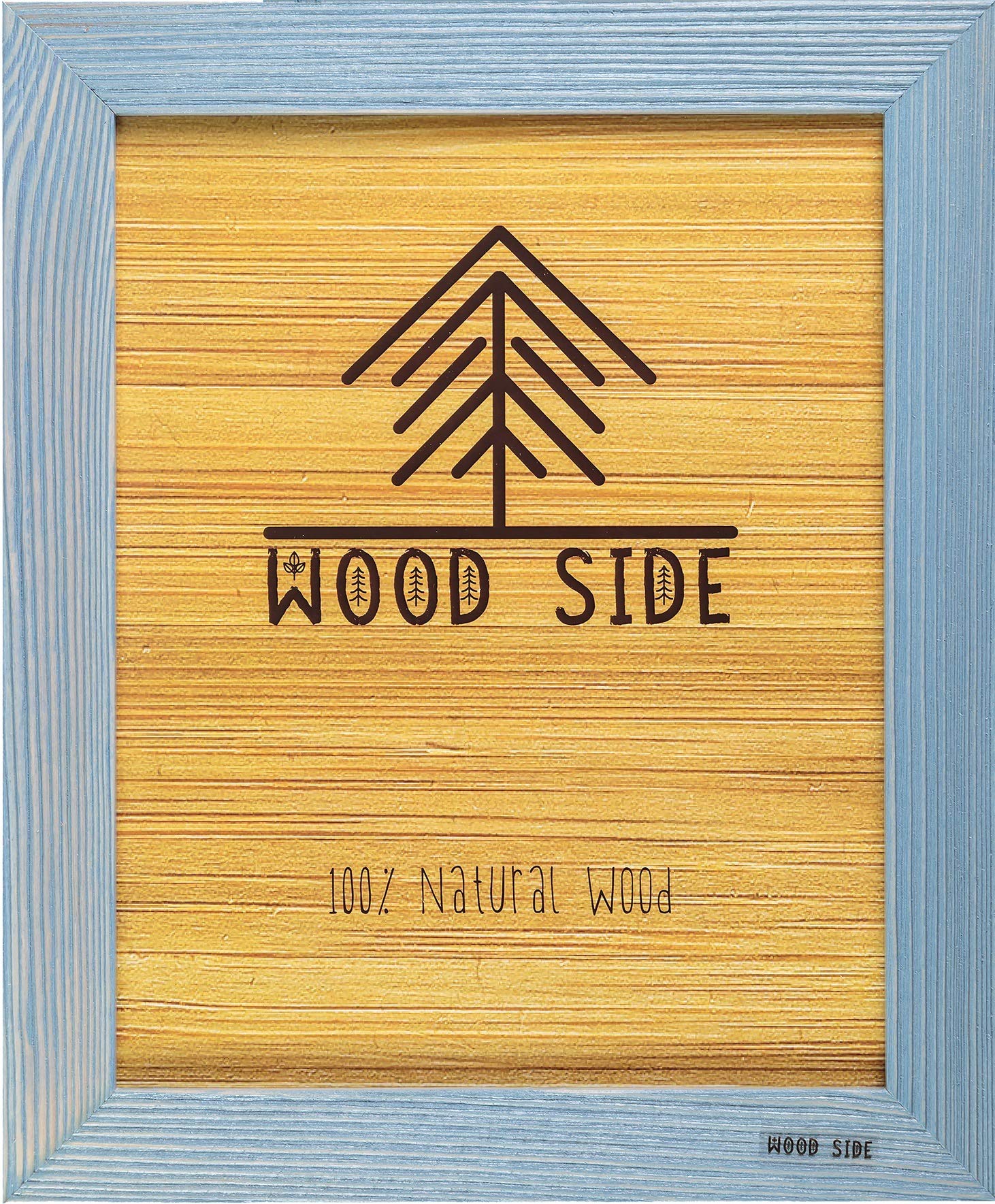 Rustic Wooden Poster Picture Frame 24x36- Natural Solid Eco Distressed Wood for Wall Mounting Photo Frame - Blue