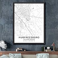 Vista 2 de Mapa de Murfreesboro, Tennessee, Light 2 (12x16)