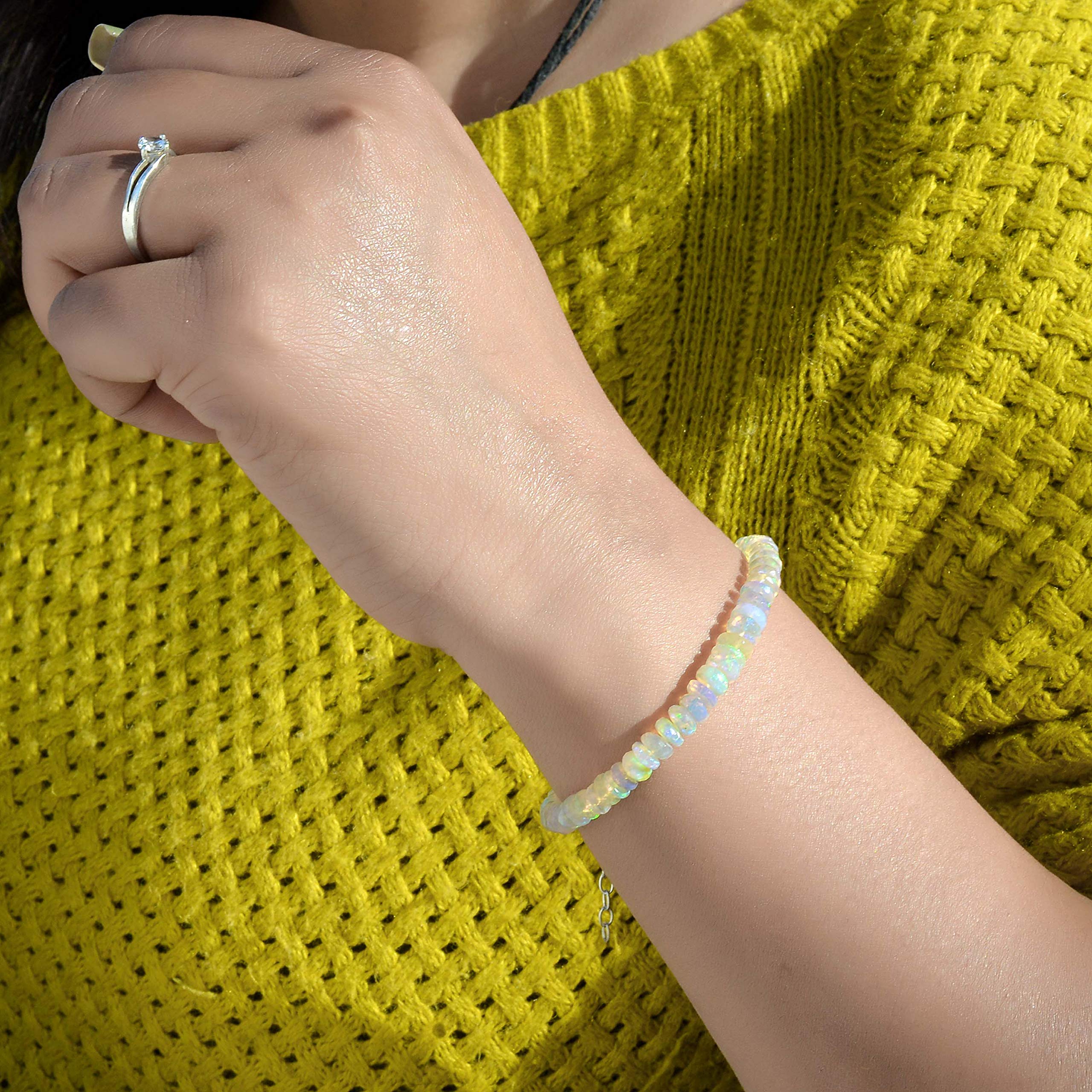 Echtes Äthiopisches Feueropal-Armband - Natürliche Perlen, 22 cm, Stein - Opal-Schmuck