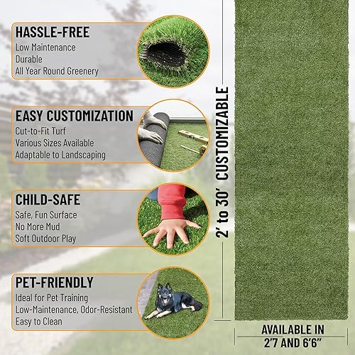 Miniatura 2 de Ottomanson R550-3X26 Evergreen Turf Collection - Alfombra de pasillo, 2 pies 7 pulgadas x 26 pies, pelo alto, color verde hierba