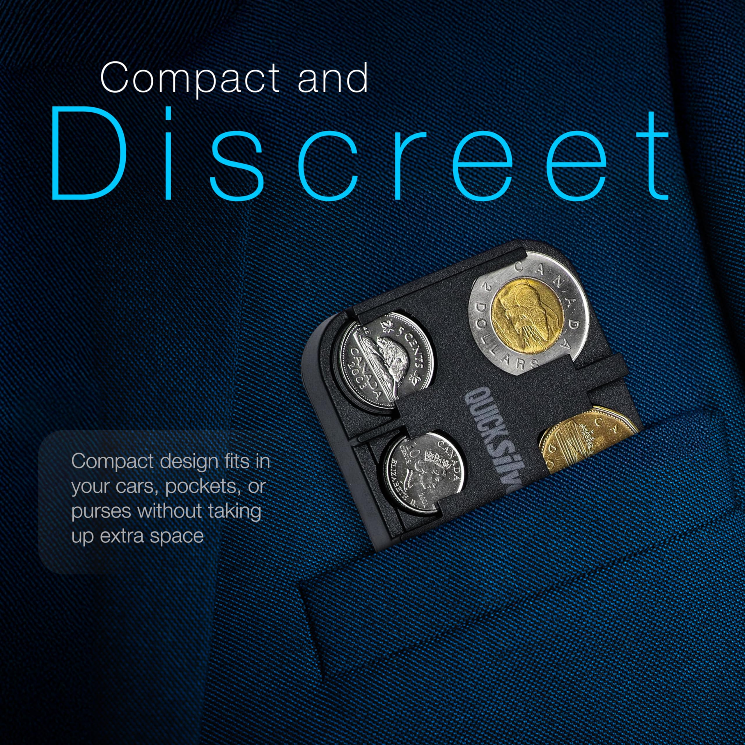 Merangue Quick Silver Coin Dispenser, Coin Holder for Canadian