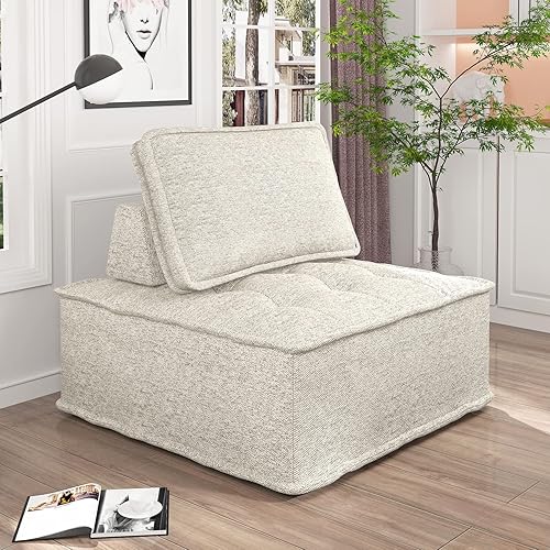 Mjkone Sofá tapizado de dos plazas con respaldo copetudo con botones sofá biplaza de tela retro sin brazos para sala de estar con patas de madera