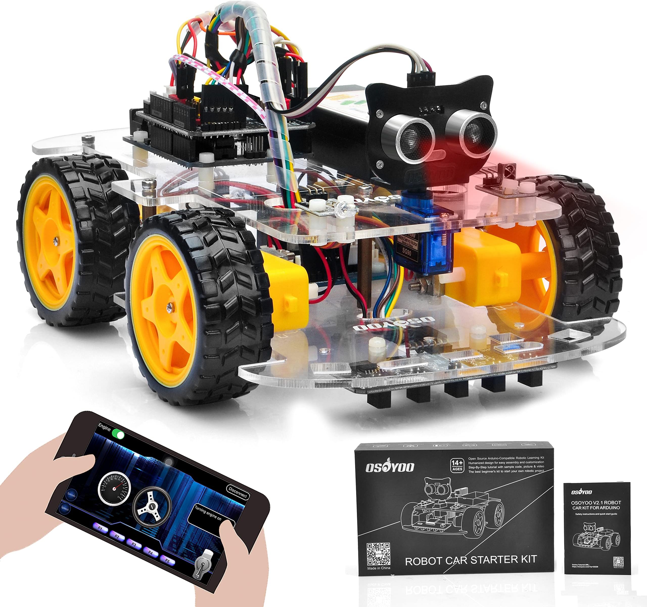 Robot Car Starter Kit for Arduino | STEM Remote Controlled App Educational Motorized Robotics for Building Programming Learning How to Code | IOT Mechanical DIY Coding for Teens Adults