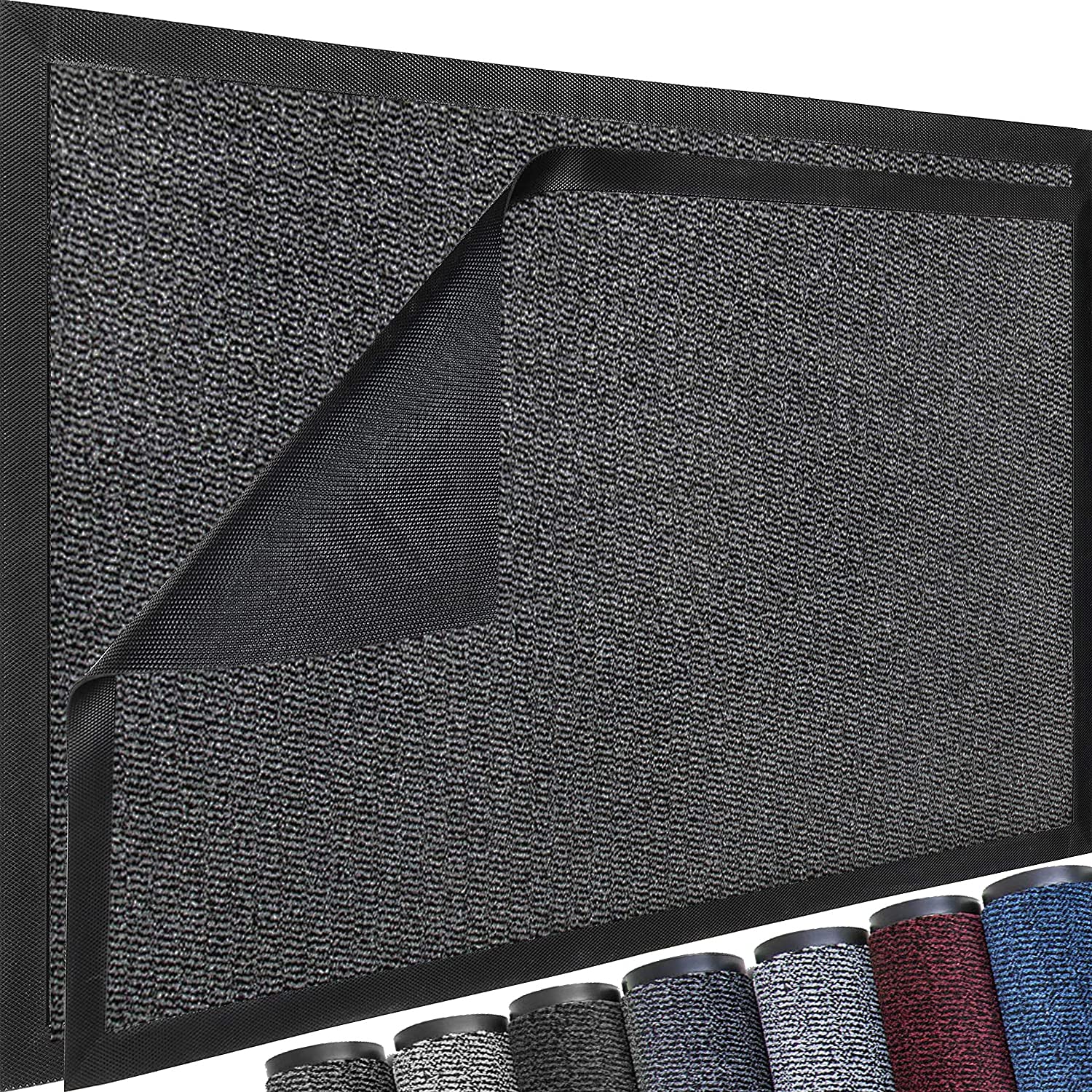 TrendMakers Extra Large Big Hardwearing Doormat Heavy Duty GREY/BLACK PVC Edge Pile Top Rubber Carpet Runner Barrier Entrance Door Mats Kitchen Utility Dust Floor Mats Rugs 60cm x 120cm — image 1