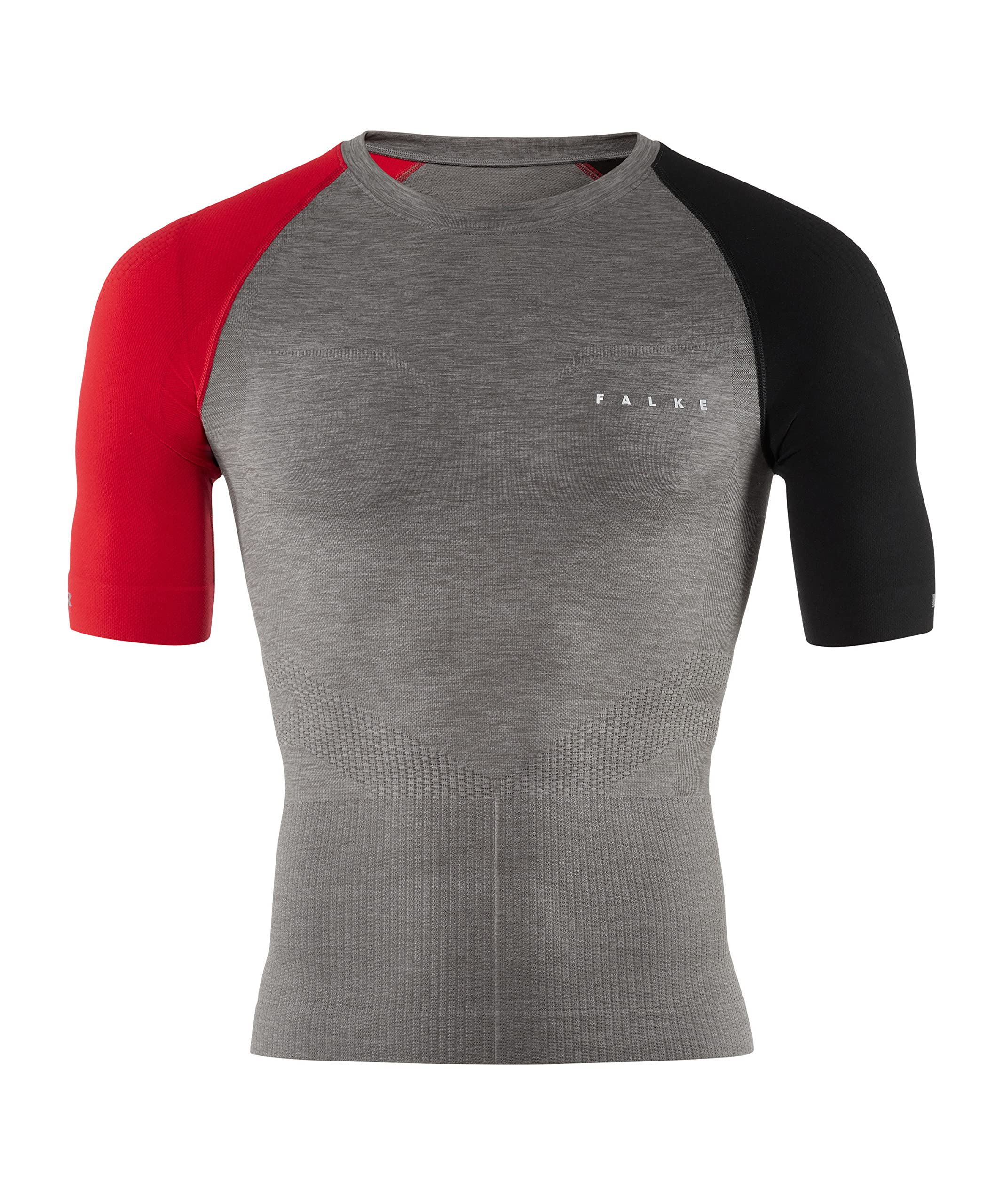 FALKE Sportshirt Impulse Running Funktionsmaterial Herren grau atmungsaktiv zum Sport kurzarm mit Kompression und Silikonnoppen zur Muskelmassage 1 Stück