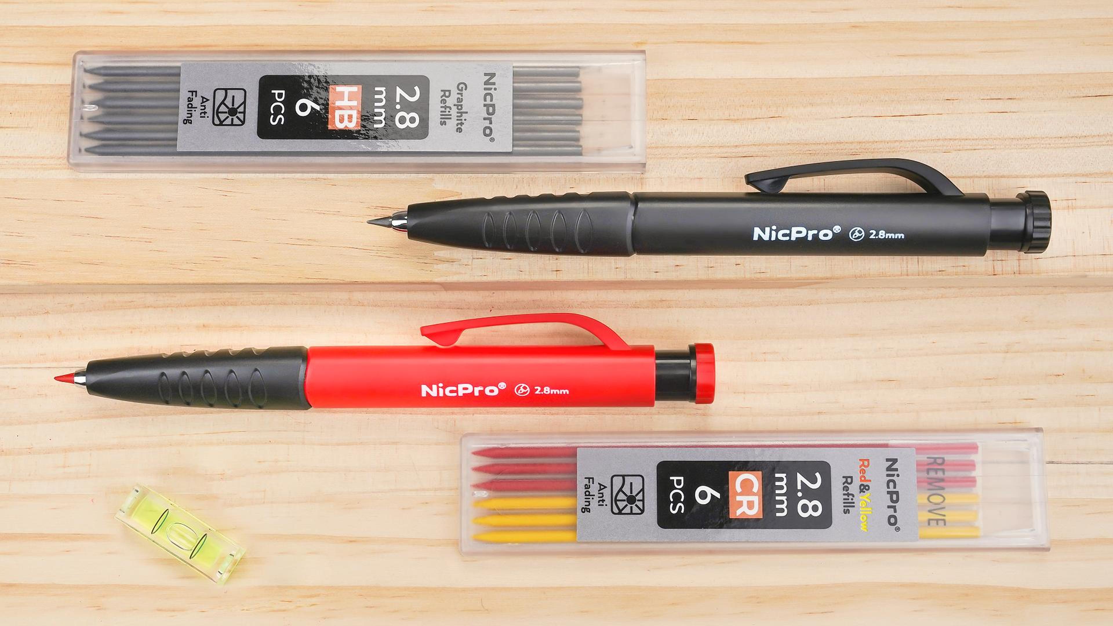 Set Matite Da Falegname Nicpro - 2 Portamine Con 24 Mine E Temperino - Per Lavorazione Legno - Foto 9