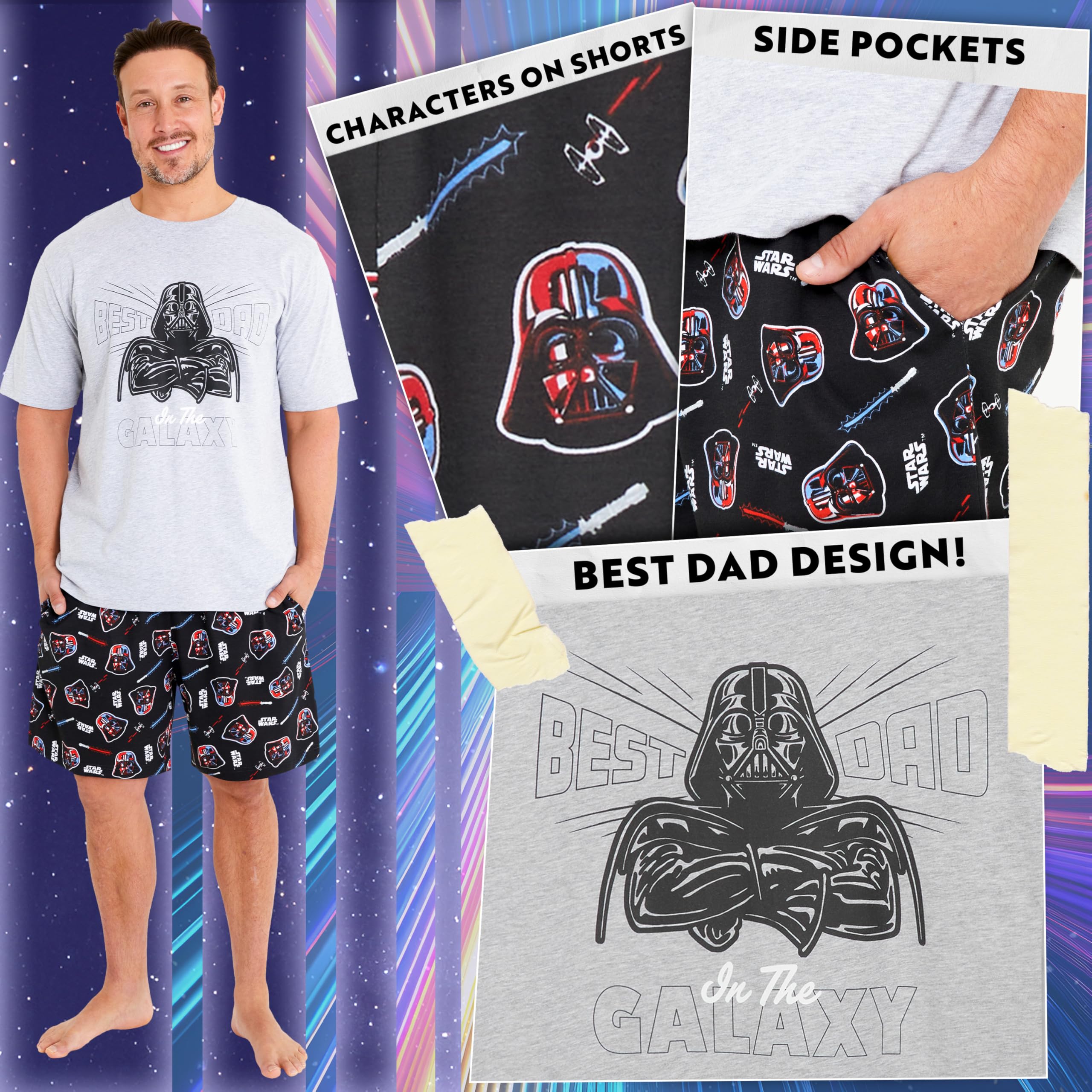 Disney Star Wars męska krótka piżama, odzież domowa dla taty