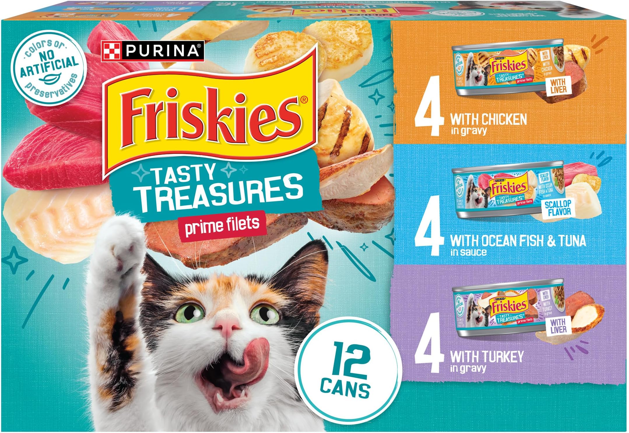Purina Friskies Tasty Treasures バラエティーパック ウェットキャットフード 5.5 oz. Can (Pack of 12) 10050000579638