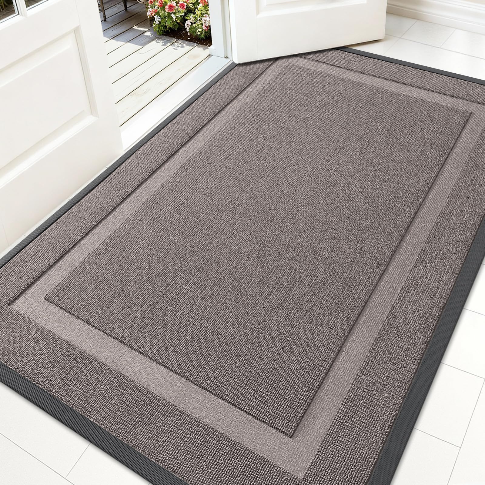 OLANLY Front Door Mat Outside 59x34, All-Season Heavy-Duty Rubber Doormat