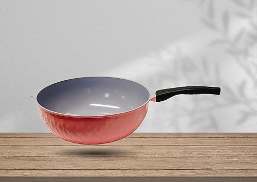 | Hecho en Corea | Sartén de cerámica antiadherente Wok Sartén Interior Exterior 13-1/2"