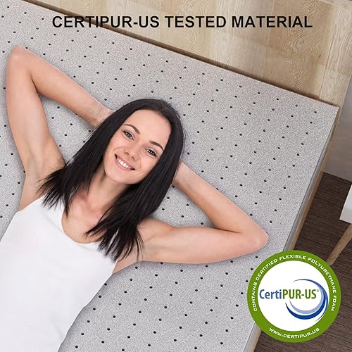 Miniatura 6 de Maxzzz Cubrecolchón de 2 pulgadas tamaño matrimonial, cubrecolchón de espuma viscoelástica firme, cubrecolchón ventilado, felpa certificada