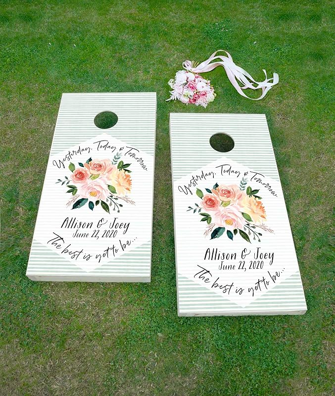 Wedding Cornhole Board Wraps, Corn Hole Board Monogram Sticker Cover DIY Game Boards