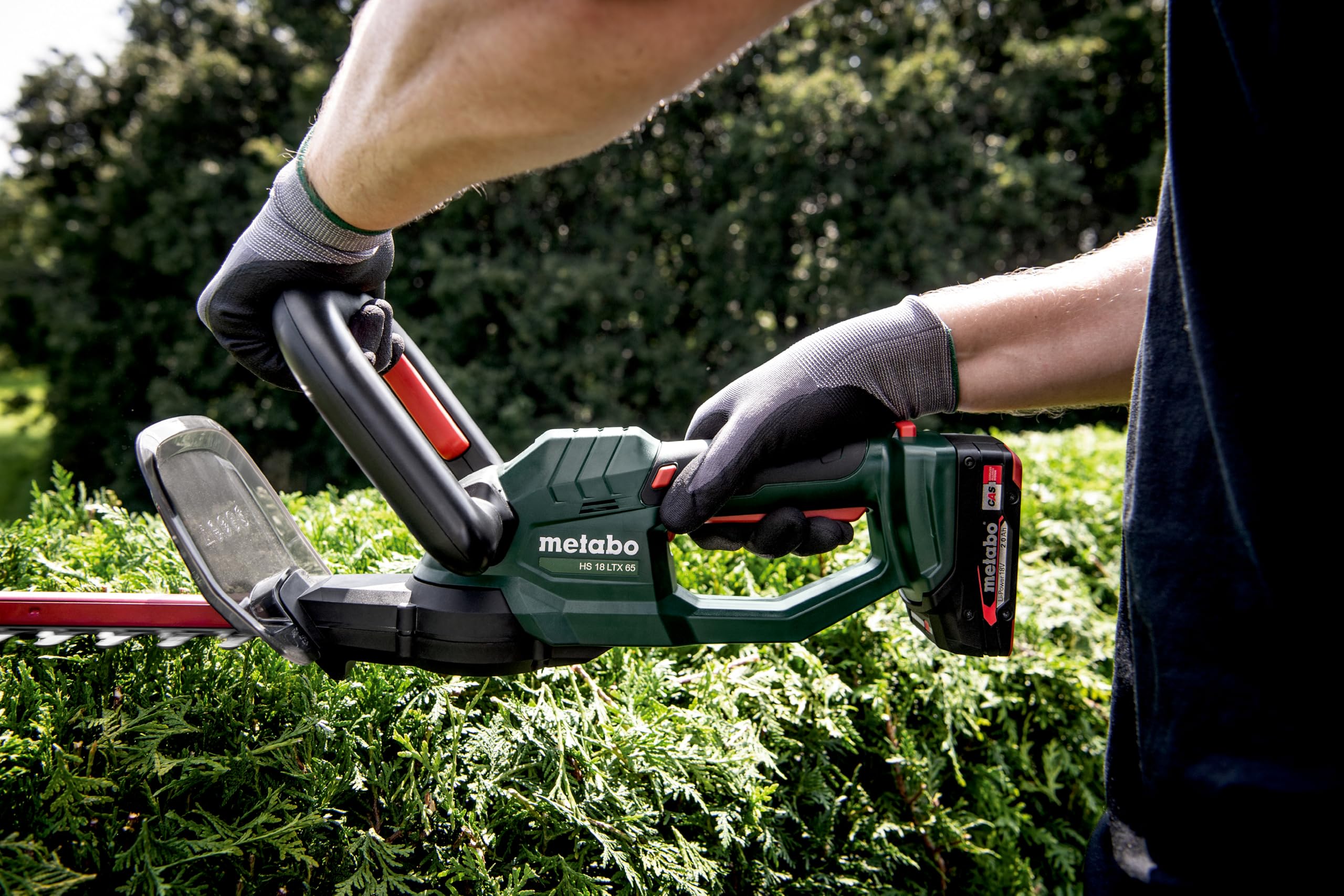 metabo Cortasetos a Batería HS 18 LTX 55, Podadora de 18V para Jardín | Herramienta silenciosa con cuchillas láser de 55 cm, parada rápida en 0.08 s, sin batería ni cargador incluidos