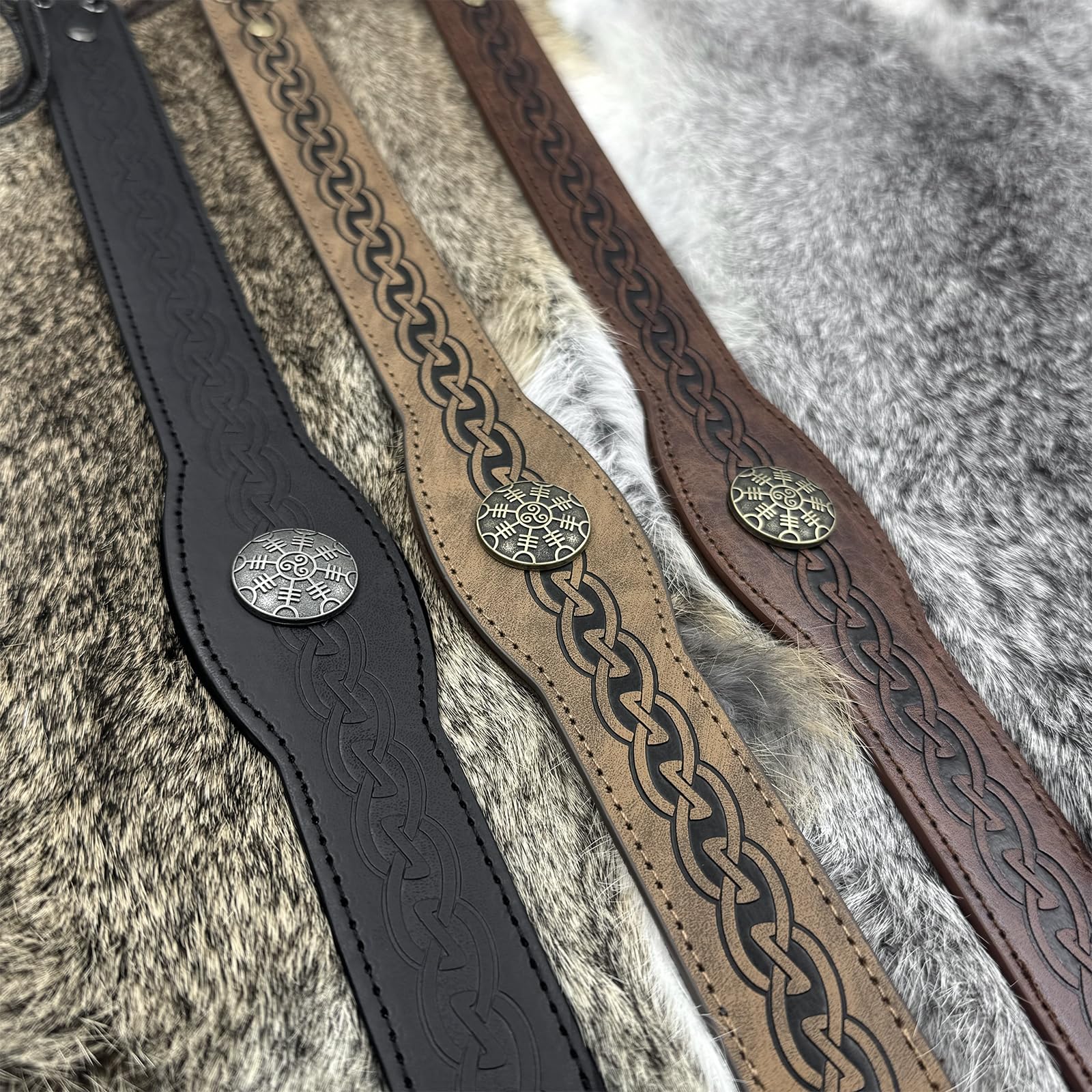 HiiFeuer Tocado medieval de cuero de imitación en relieve, Diadema Retro Renacentista Ajustable, Accesorios de Disfraz de Cosplay para LARP(Marron Oscuro A)
