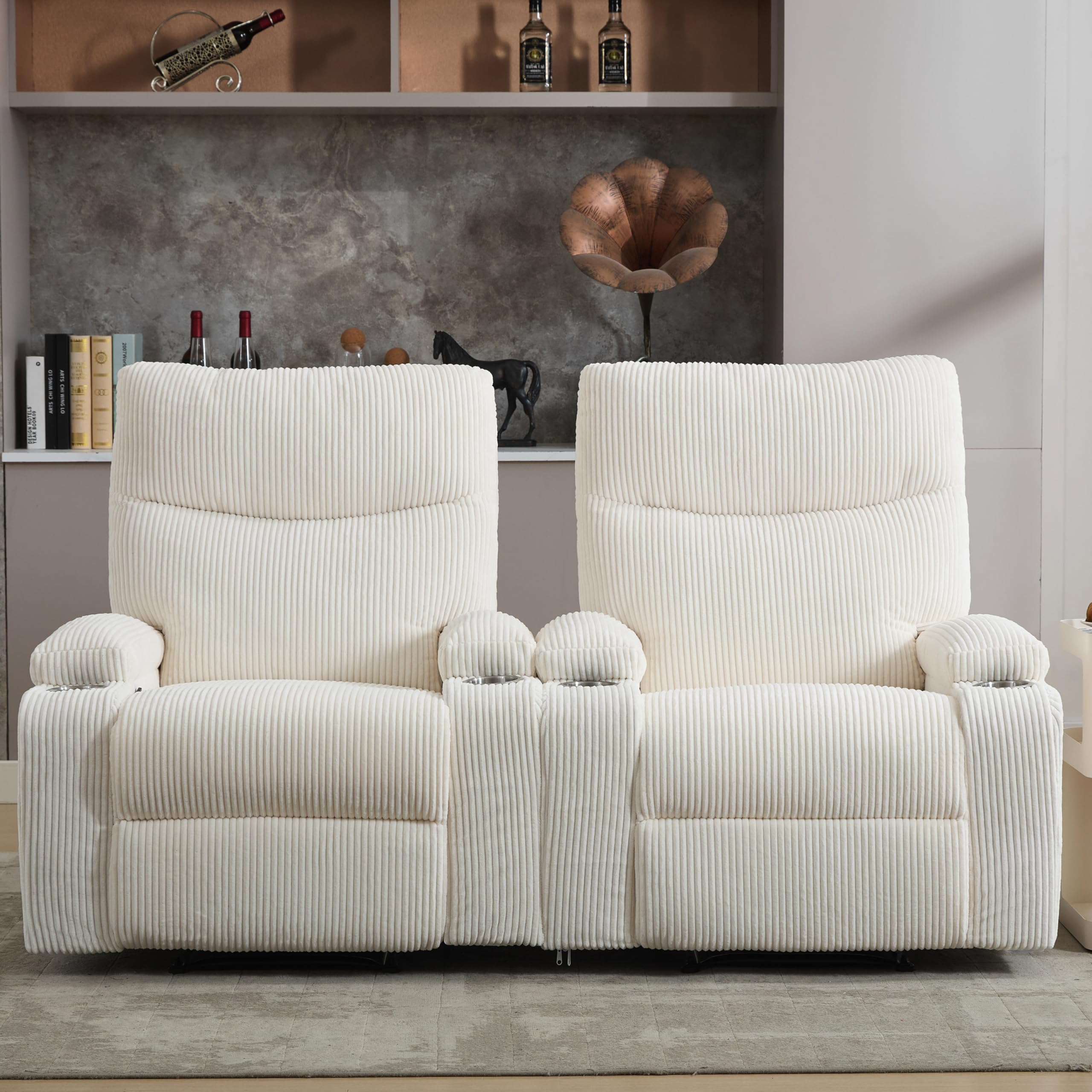 2 Pcs Recliner Chair, Manual Sofa-3 Comfortable Seating Positions, Ideal for Living Room, Office, RV, or Home Theater, Oversized Recliner Chairs for