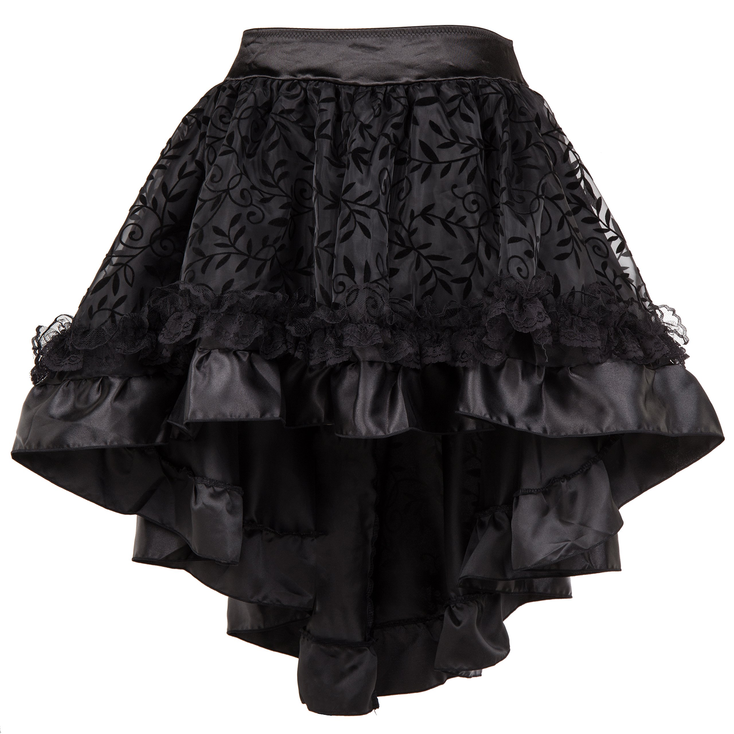 Bslingerie® Ladies Gothic Steampunk Asymmetrical Lace Short Skirt Plus Size (Black, 3XL)