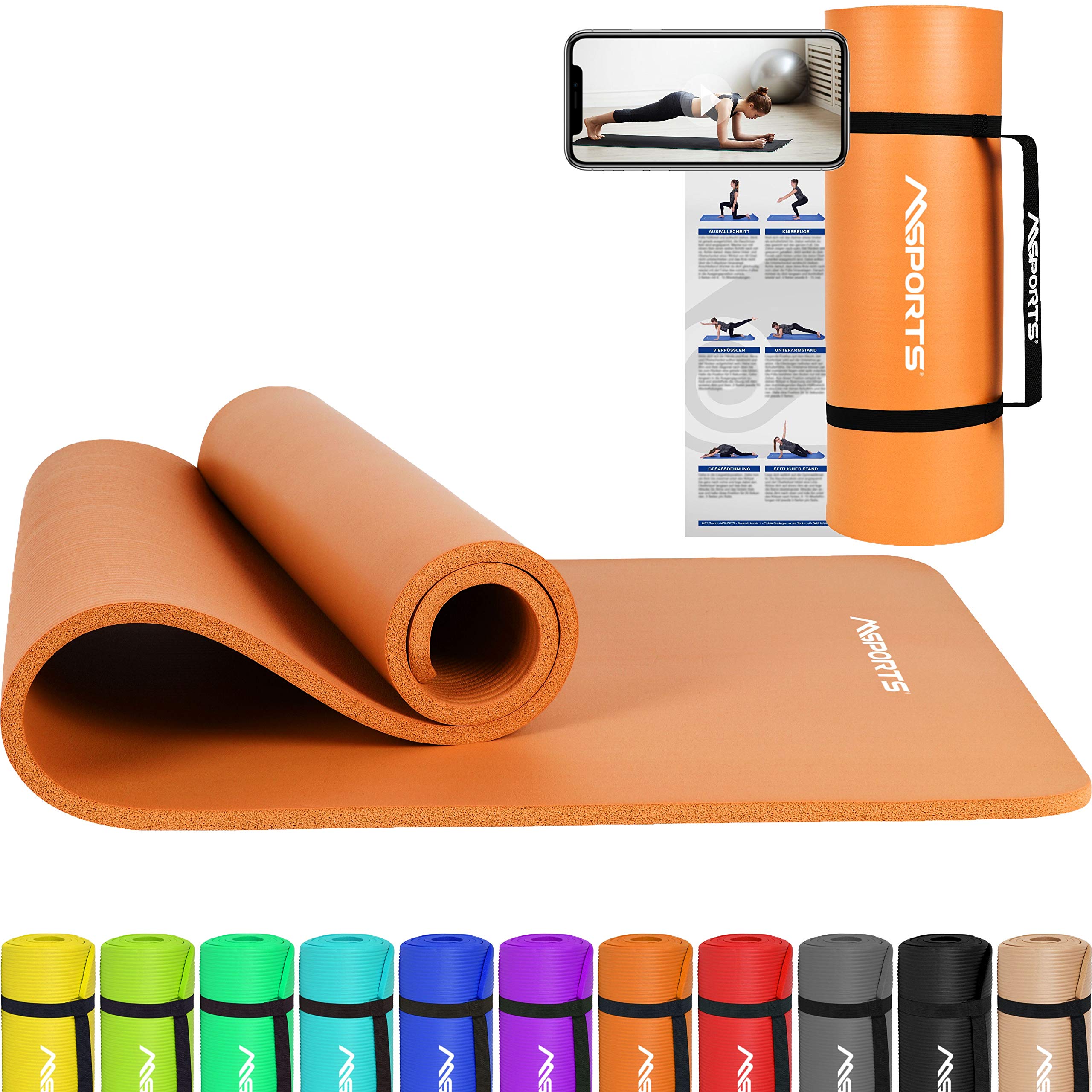 Tapis De Sport MSPORTS Pliable - 190x80x5cm - Fitness, Yoga, Pilates - Antidérapant Et Lavable