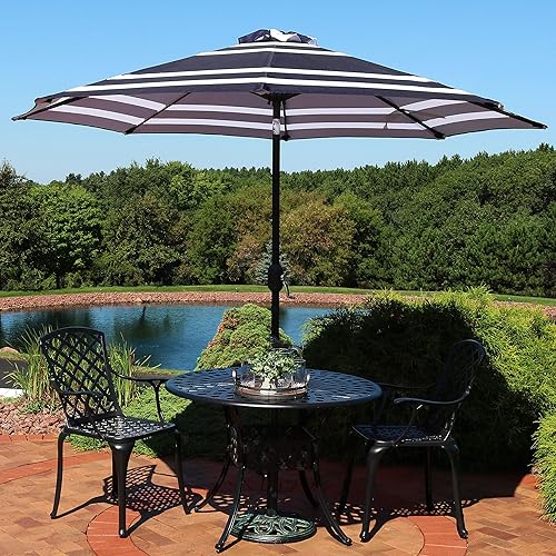 Miniatura 61 de Sunnydaze Sombrilla de patio al aire libre de 7.5 pies, sombrilla de poliéster con botón de inclinación y manivela, 8 varillas resistentes, color