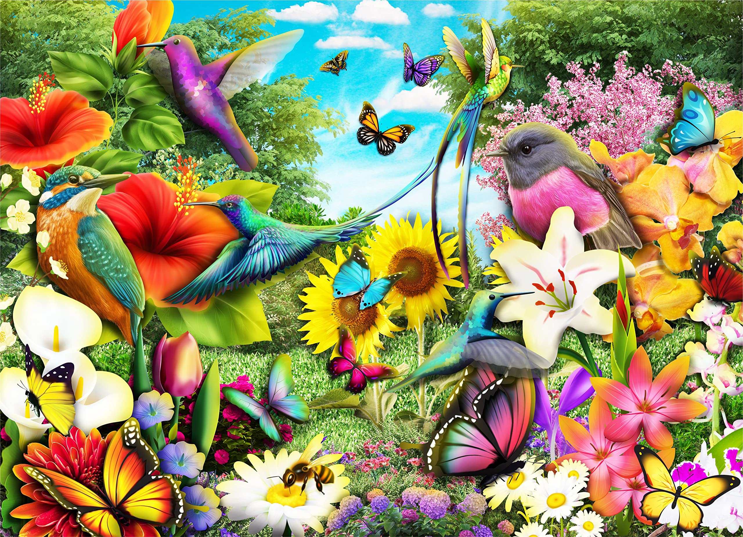 Brain Tree - Flower Garden - Pearl Series - 1000 Piece Puzzles for for Adults and Kids 12+ Unique Puzzles for Adults and Kids 1000 Pieces and Droplet Technology for Anti Glare & Soft Touch