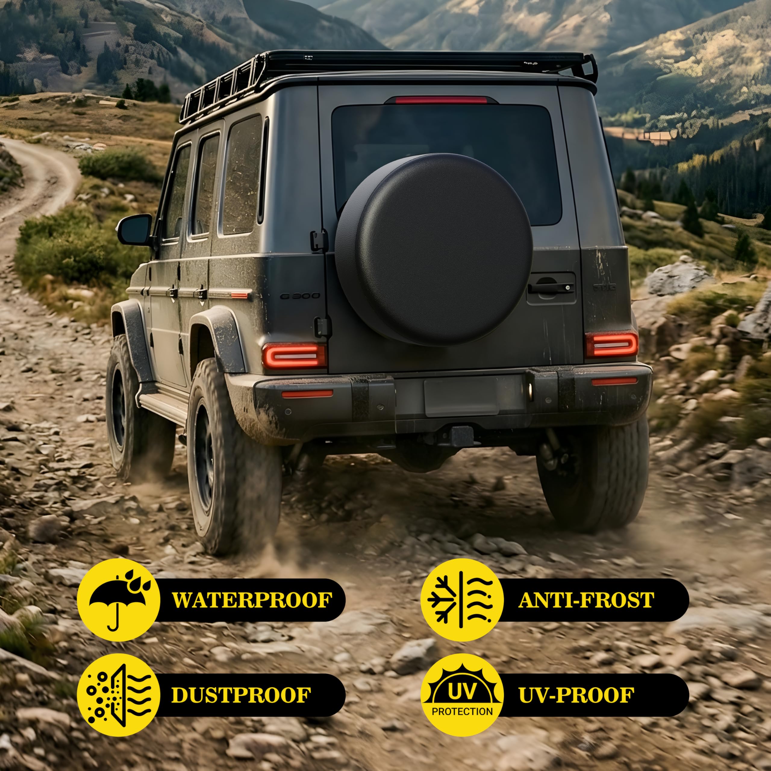 Moonet Cubierta de neumático de repuesto de 27 a 29 pulgadas, ajuste universal para Jeep, remolque, RV, SUV, camión, cubierta suave para rueda de neumático resistente (se adapta a todos los diámetros