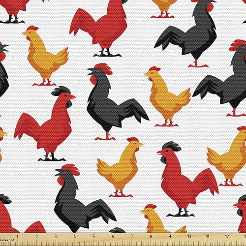 Miniatura 77 de Ambesonne Tela de Mariposas por Yarda, Patrones de Mariposas Estacionales Alegres Selva Tropical Naturaleza Salvaje Ilustración, Tela Decorativa