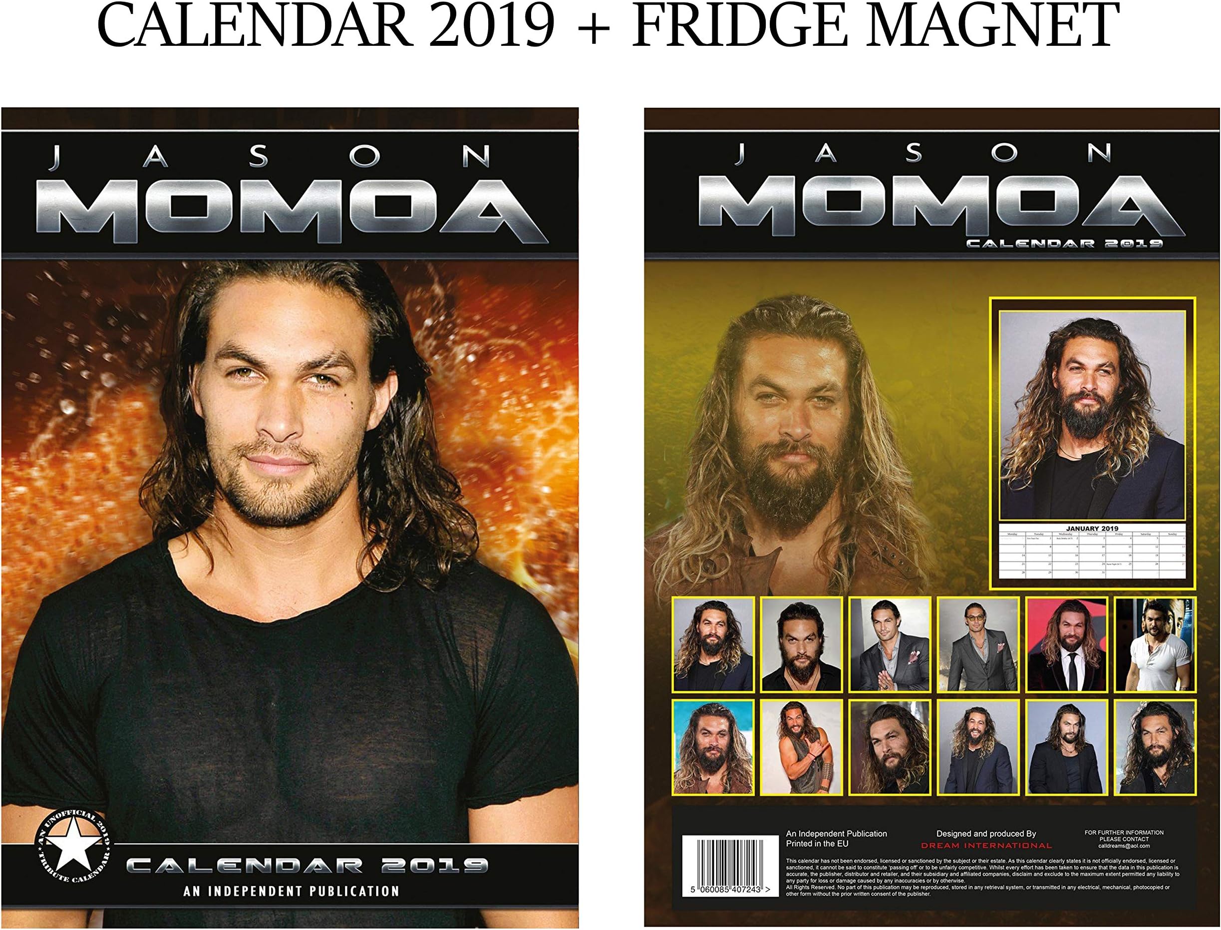 Jason Momoa Calendar 2019 + Jason Momoa Fridge Magnet