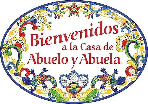 Miniatura 1 de "Bienvenidos a La Casa de Abuelo & Abuela" - Letrero de bienvenida de cerámica de 11 x 8 pulgadas con obras de arte tradicionales, regalo para