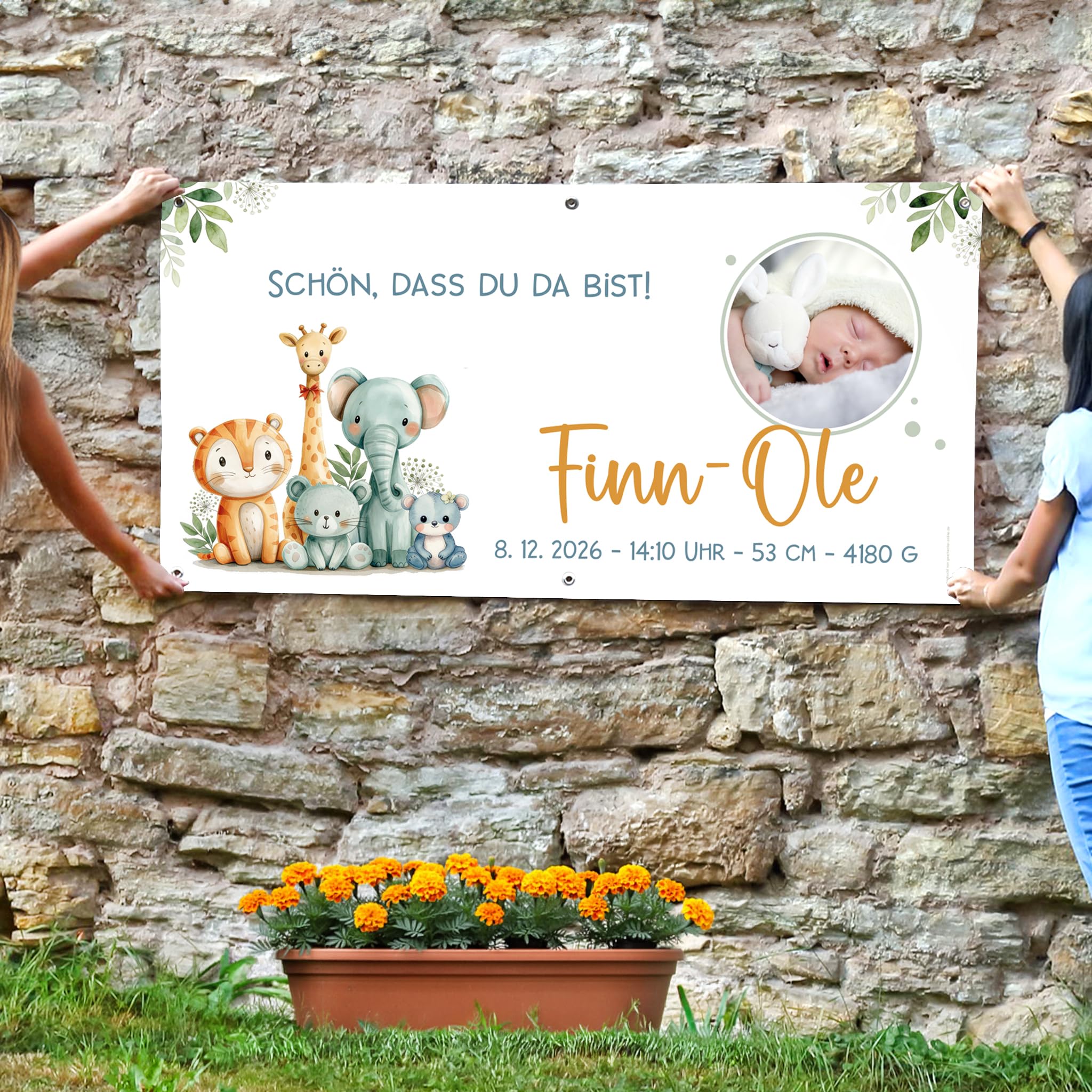Striefchen® Banner zur Geburt personalisiert mit Name & Foto