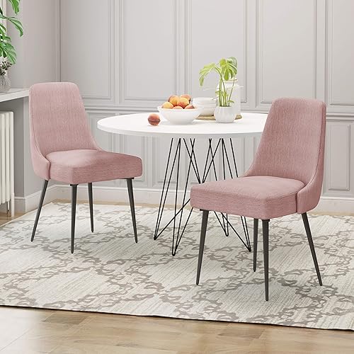 Miniatura 2 de Christopher Knight Home Dawn Modern - Sillas de comedor de tela (juego de 2), color rubor claro