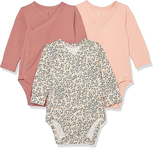 Tienda Essentials Unisex Babies' Cotton Long-Sleeve Side Snap Bodysuit (Previously Tienda Aware), Pack of 3