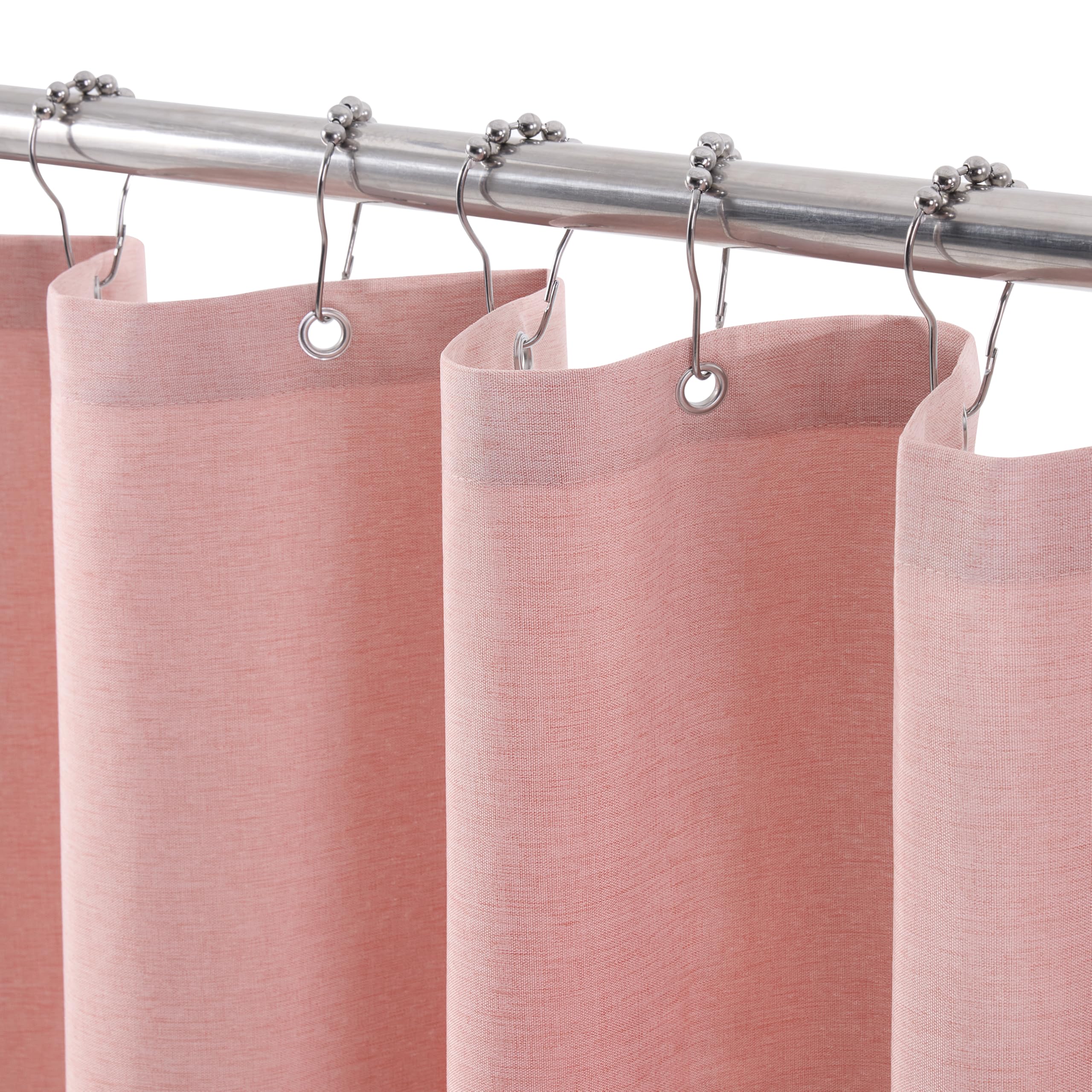 Cortina de Ducha para Baño con Ganchos de Metal Cortina de Ducha de Tela de Lino Cortina de Baño Resistente para Bañera Ducha, Impermeable - 182 x 182cm (Beige) — view 46