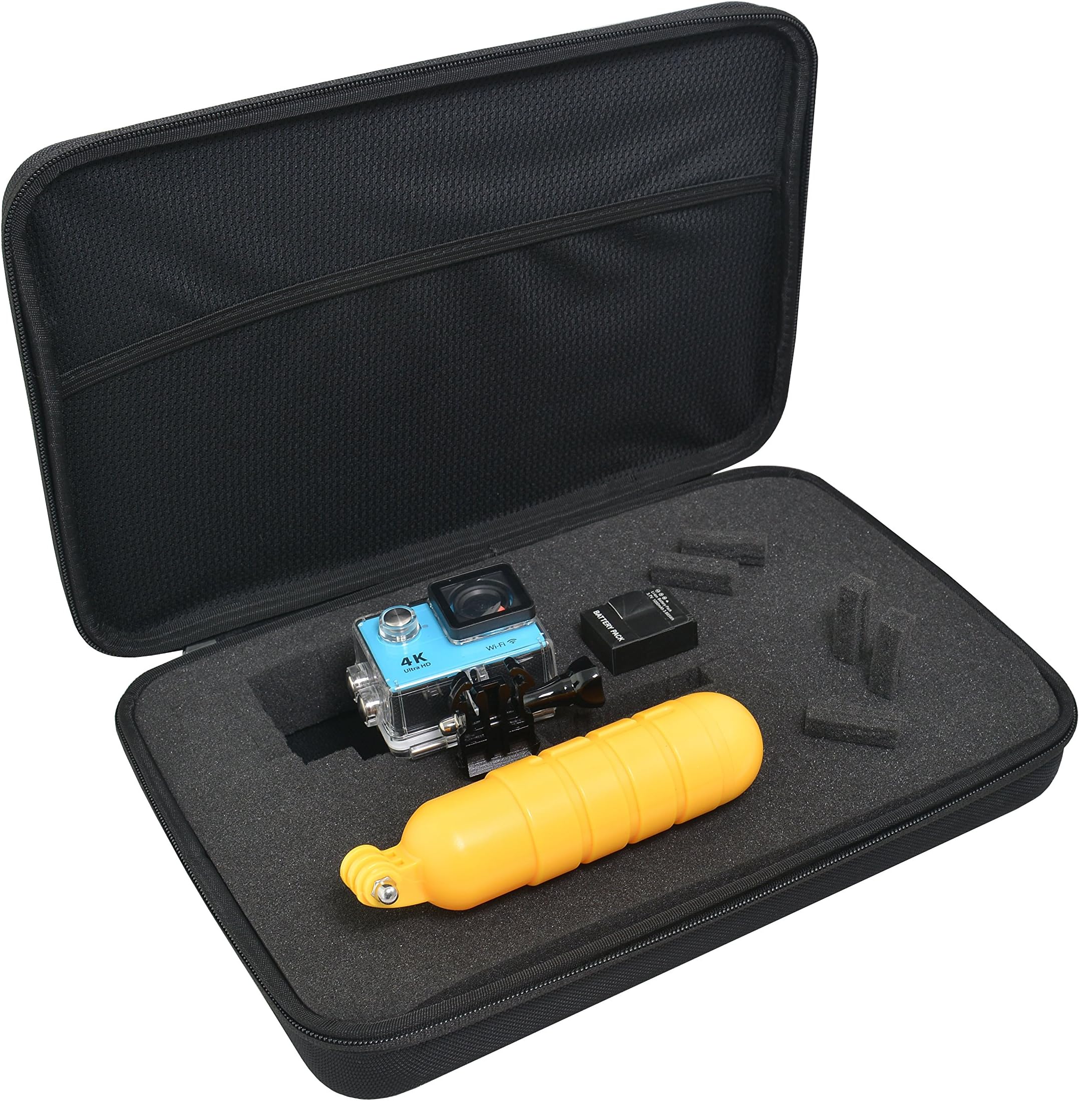 Bestshoot Large Carrying Case with Customizable Foam Protective Storage Case for Sports Camera SJCAM Monopole Accessories Yi 4K LCD SD Cards Batteries Feiyu Gimbal